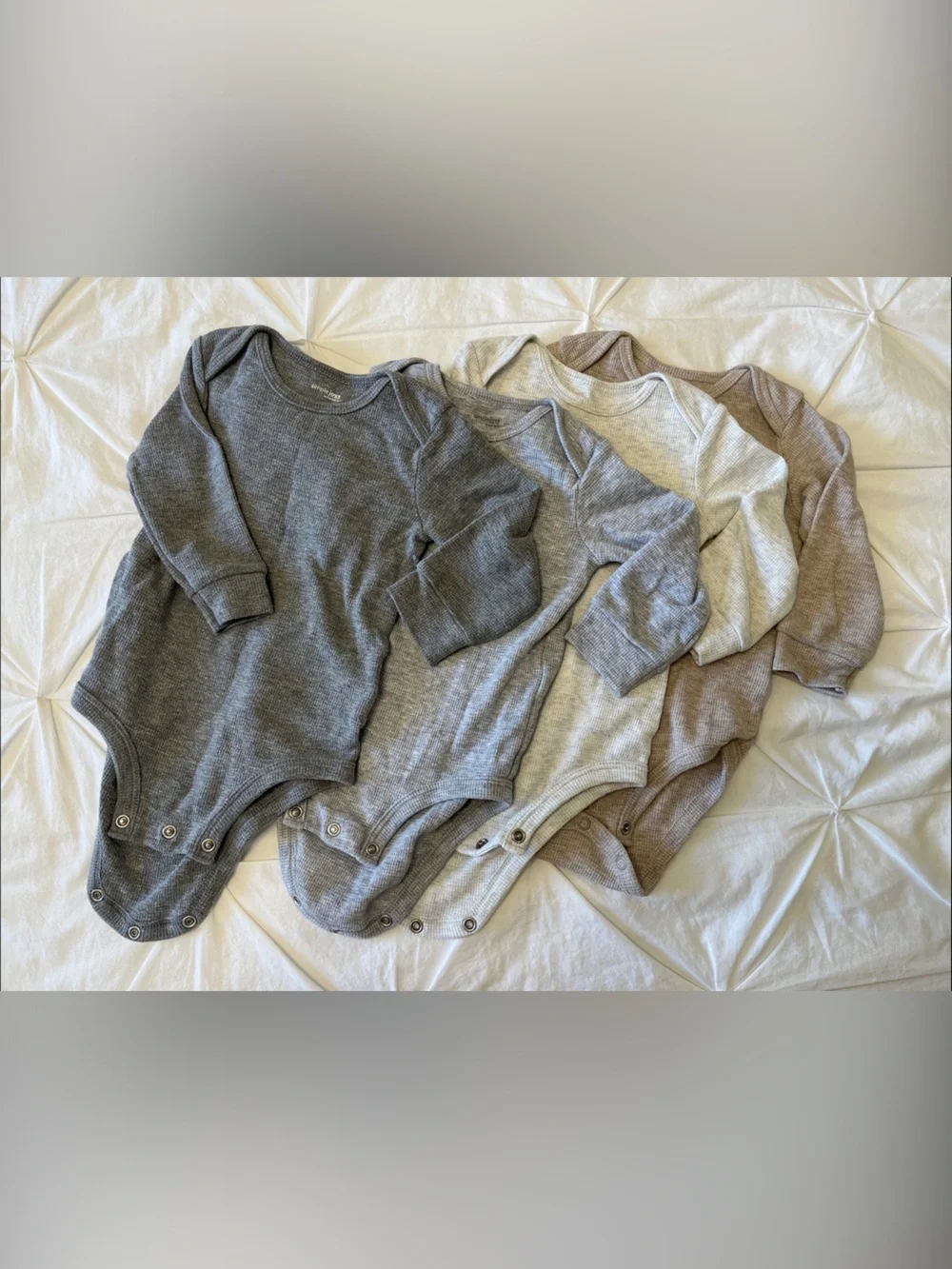 Carter's Neutral Long Sleeve Ribbed Bodysuits - Gray, Light Gray, Cream, Brown